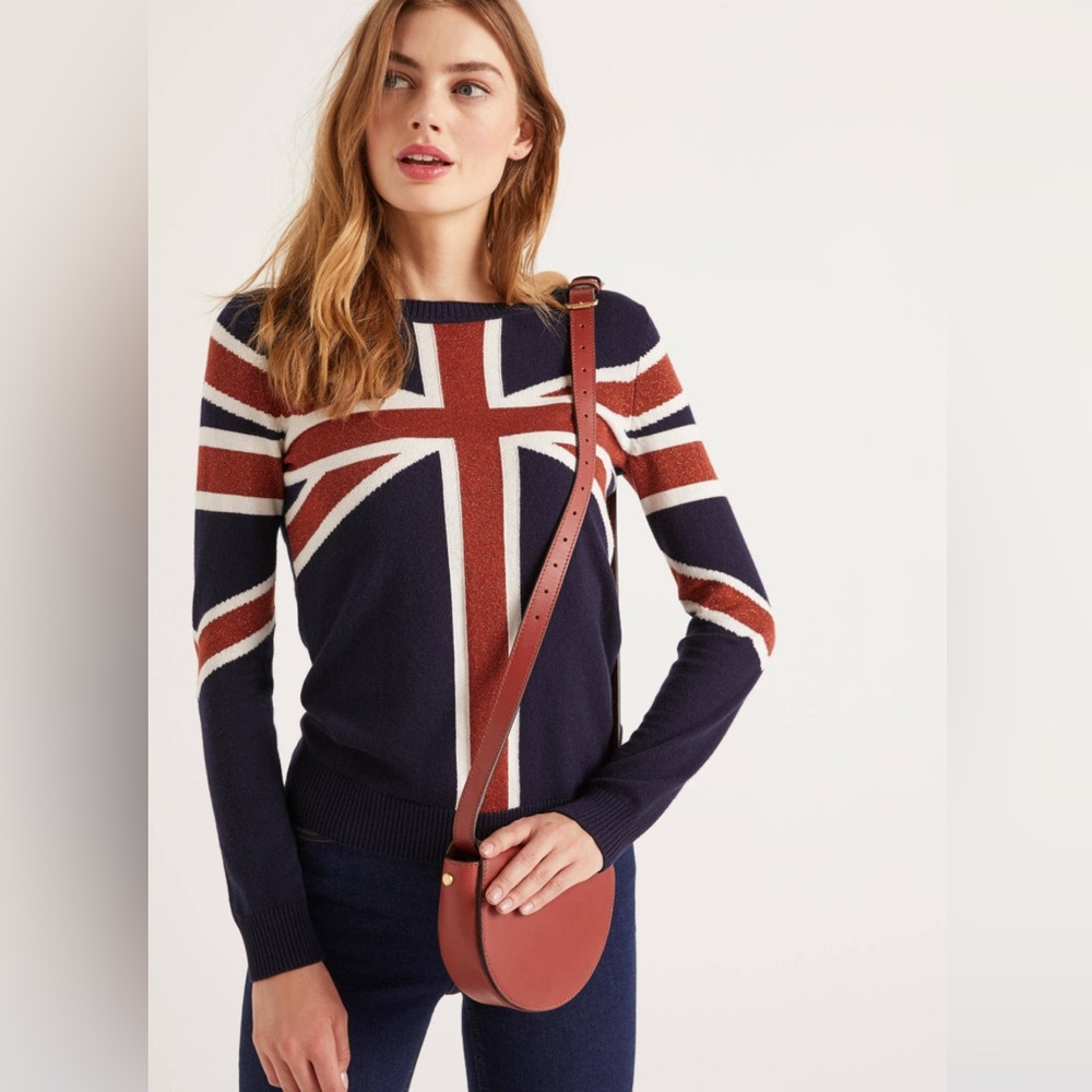 Boden Estella Union Jack sparkle sweater M